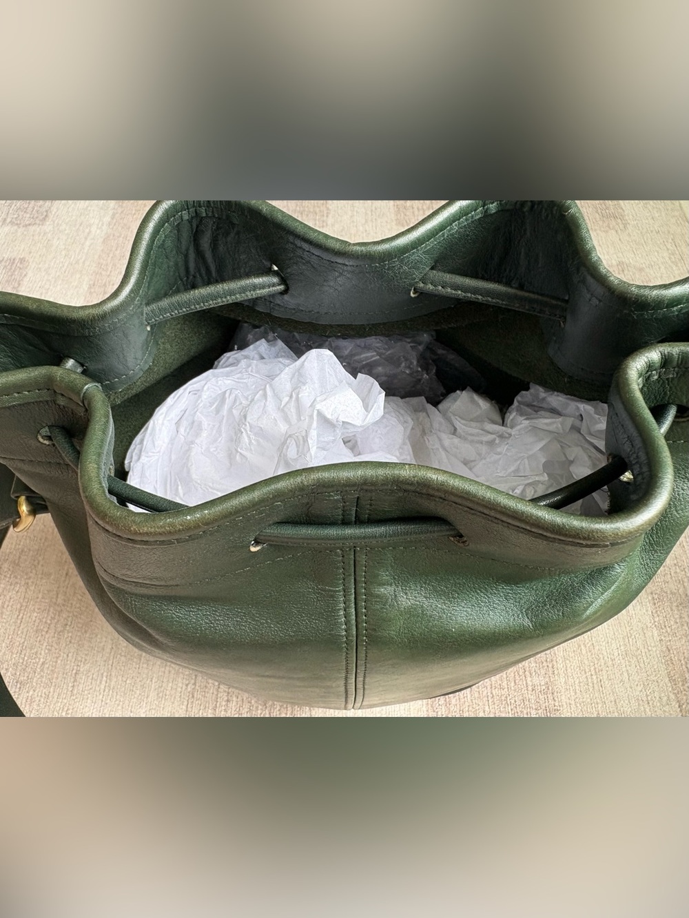 COACH Vintage Thompson Drawstring Bottle Green Bucket Bag Shoulder Bag 4151 - Picture 11 of 13